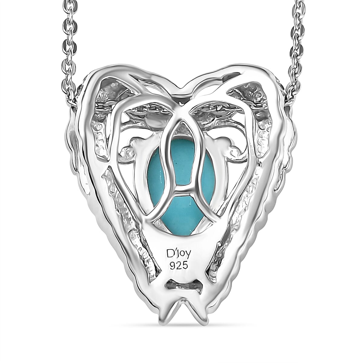 D'joy Sleeping Beauty Turquoise Heart Pendant with Chain (Size 20) in Yellow Gold Plated and Platinum Overlay Sterling Silver 1.17 Ct. 4405704 5