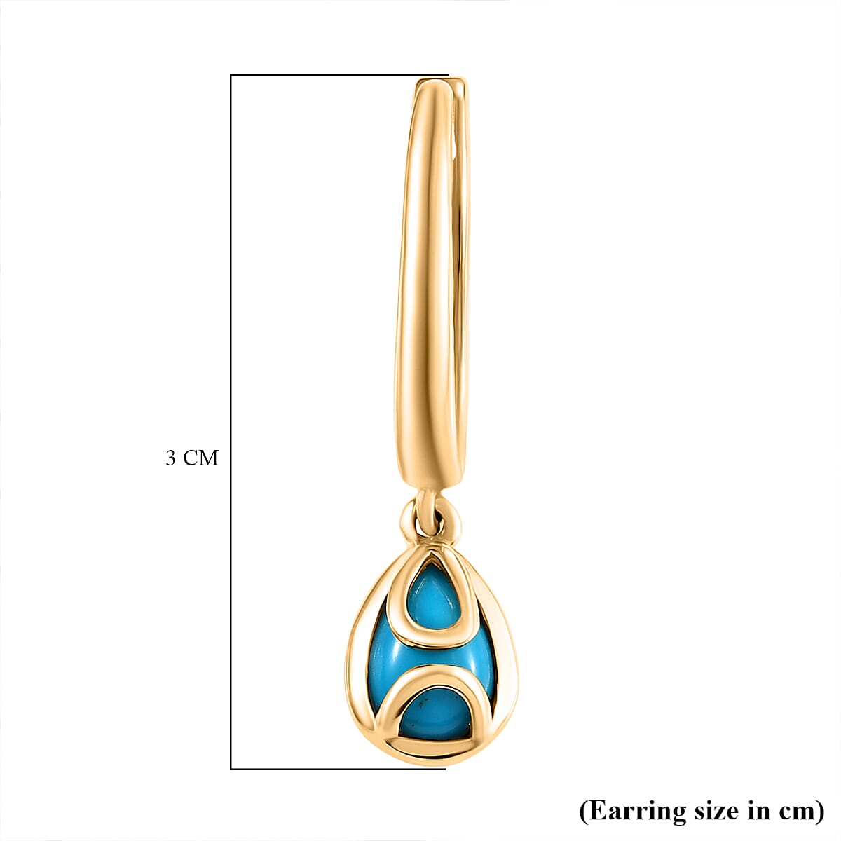 D'joy Sleeping Beauty Turquoise Solitaire Drop Lever Back Earring in Yellow Gold Plated Sterling Silver 1.32 Ct. 8225486 6