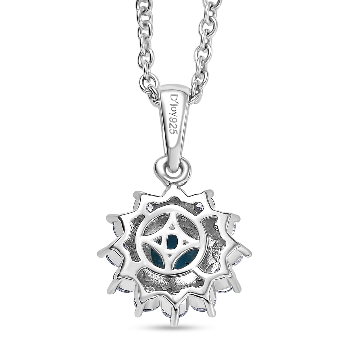 D'joy Sleeping Beauty Turquoise &amp; White Zircon Pendant with Chain (Size 20) in Platinum Overlay Sterling Silver 1.13 Ct. 4407762 5