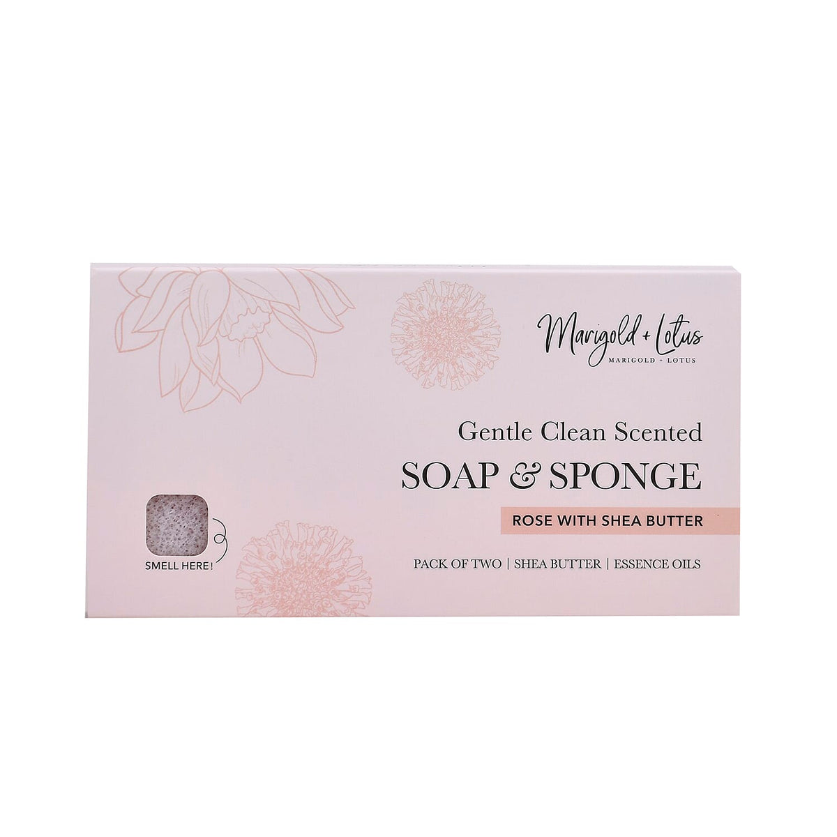 Marigold &amp; Lotus Set of 2 Gentle Clean Scented Soap &amp; Sponge - Rose &amp; Shea Butter 7990170 5
