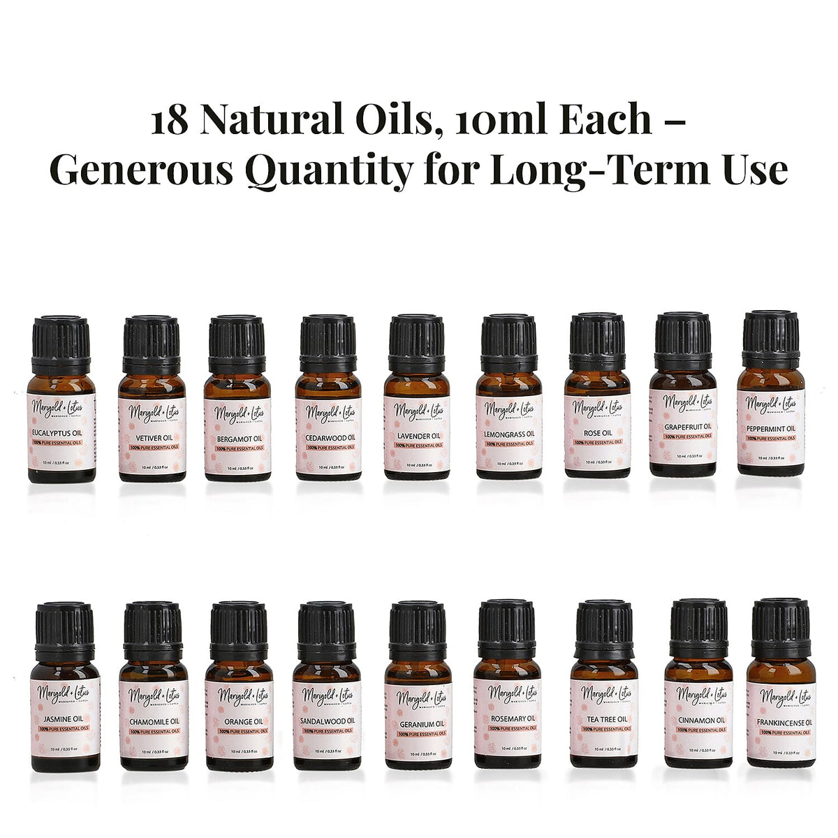 Marigold &amp; Lotus - Set of 18 Premium Aroma Essential Oils, Aromatic Blends - 10 Ml Each 8054153 7