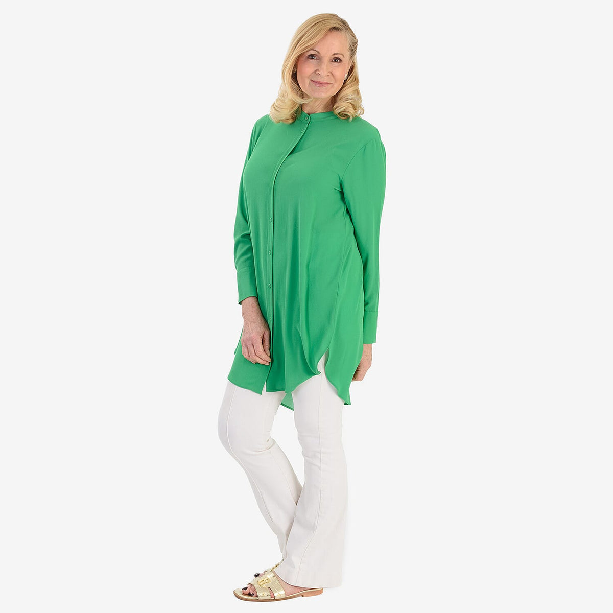 Marina Kaneva Button Down Shirt (Size 10) - Green V32550930 2