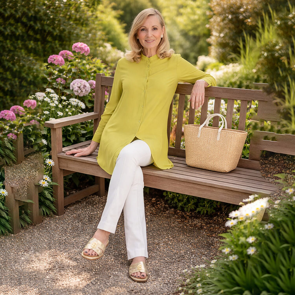 Marina Kaneva Button Down Shirt (Size 14) - Lime