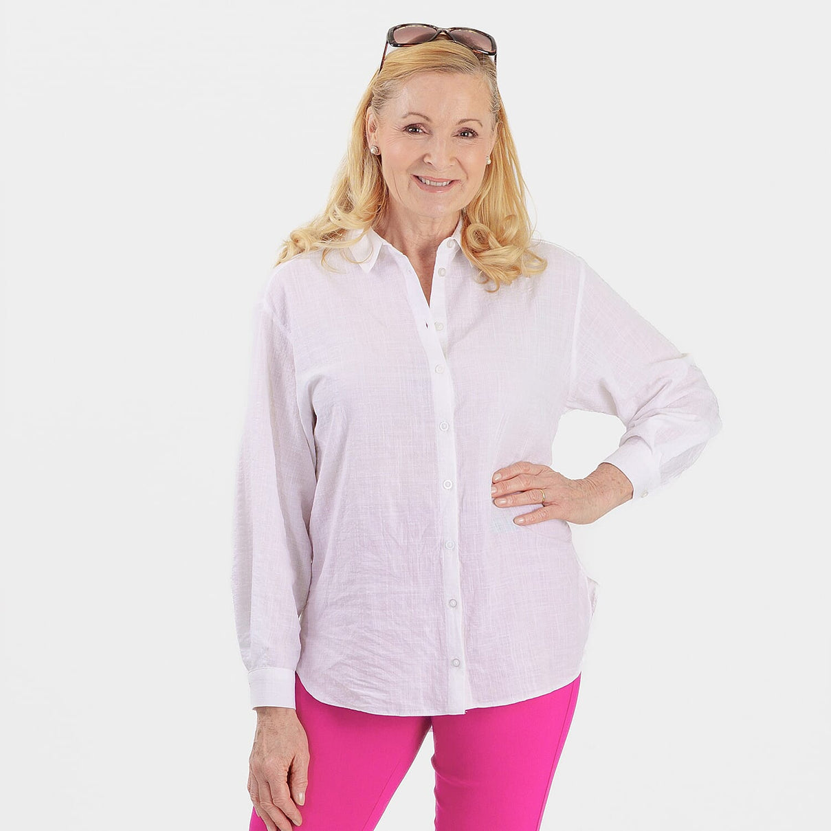 Marina Kaneva Button Down Shirt (Size 18) - White V32535084 0
