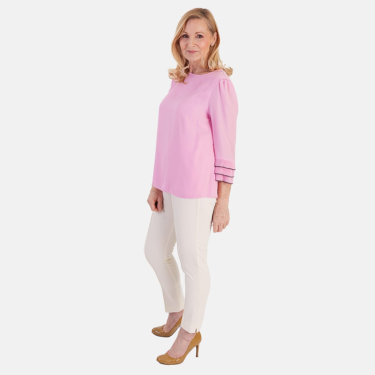 Marina Kaneva Elegant Flared Sleeve Hem Blouse (Size - 14) - Pink V32516300 0