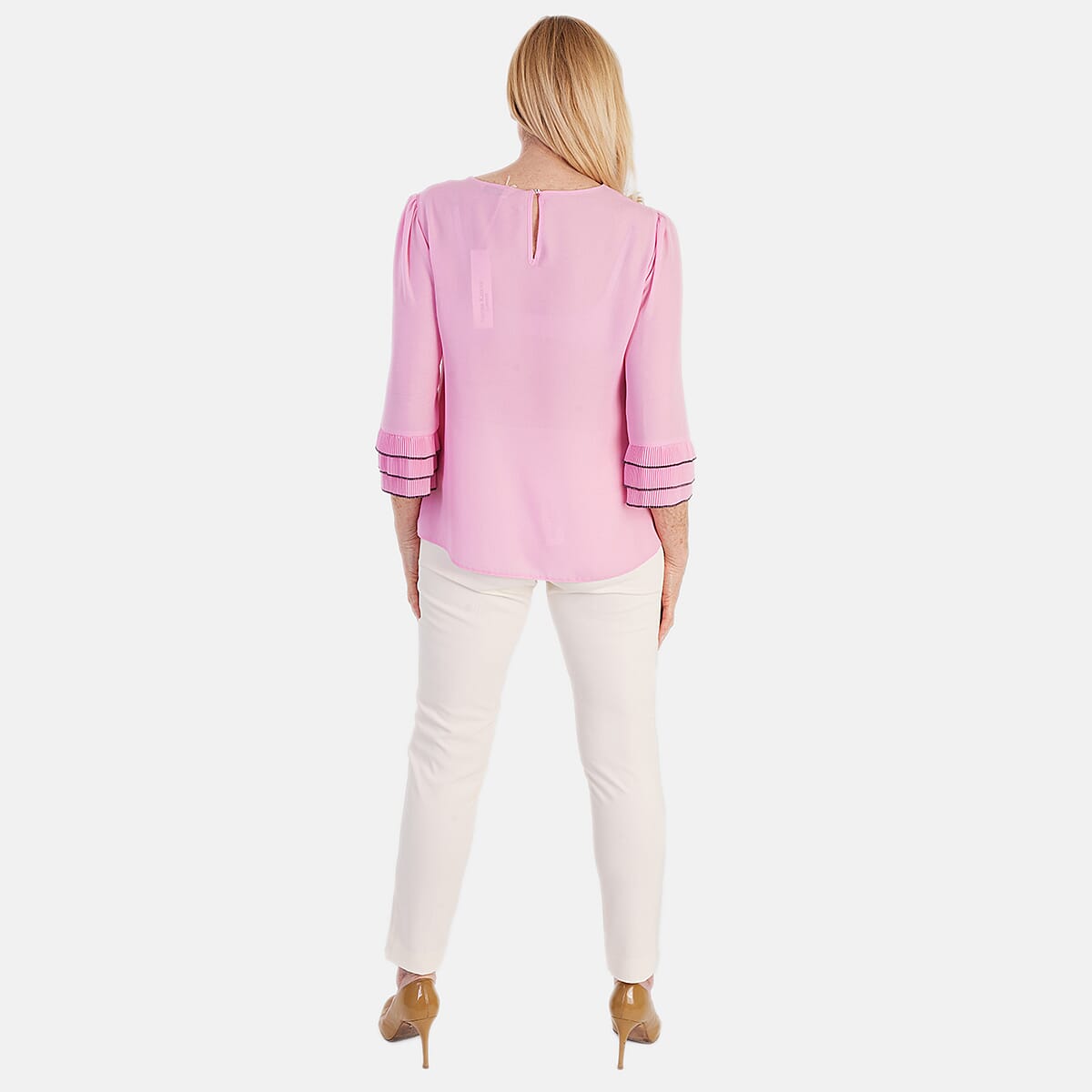 Marina Kaneva Elegant Flared Sleeve Hem Blouse (Size - 14) - Pink V32516300 2