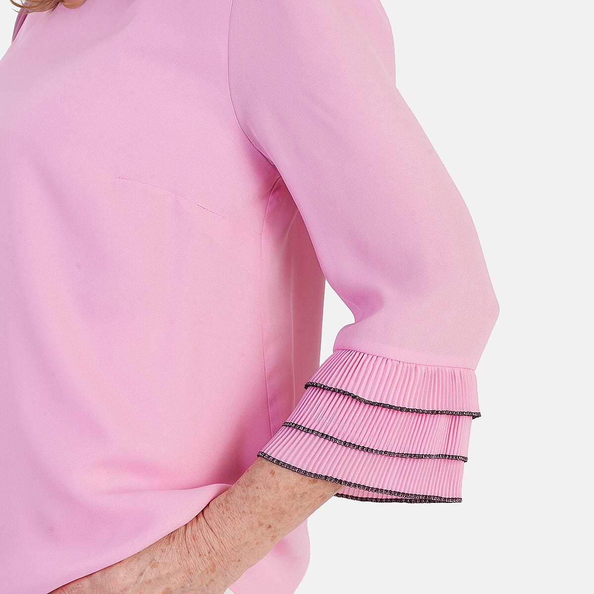 Marina Kaneva Elegant Flared Sleeve Hem Blouse (Size - 14) - Pink V32516300 3