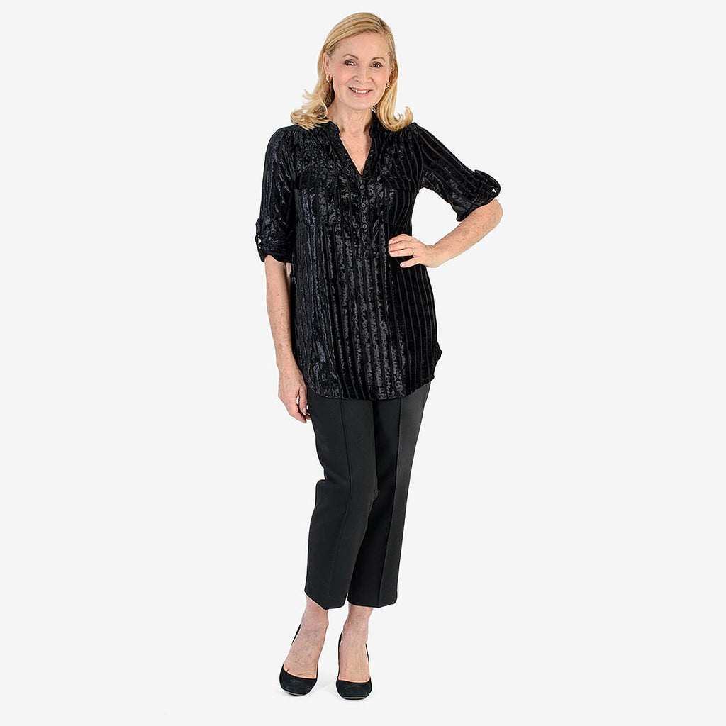 Marina Kaneva Festive Velvet Top (Size 8) - Black