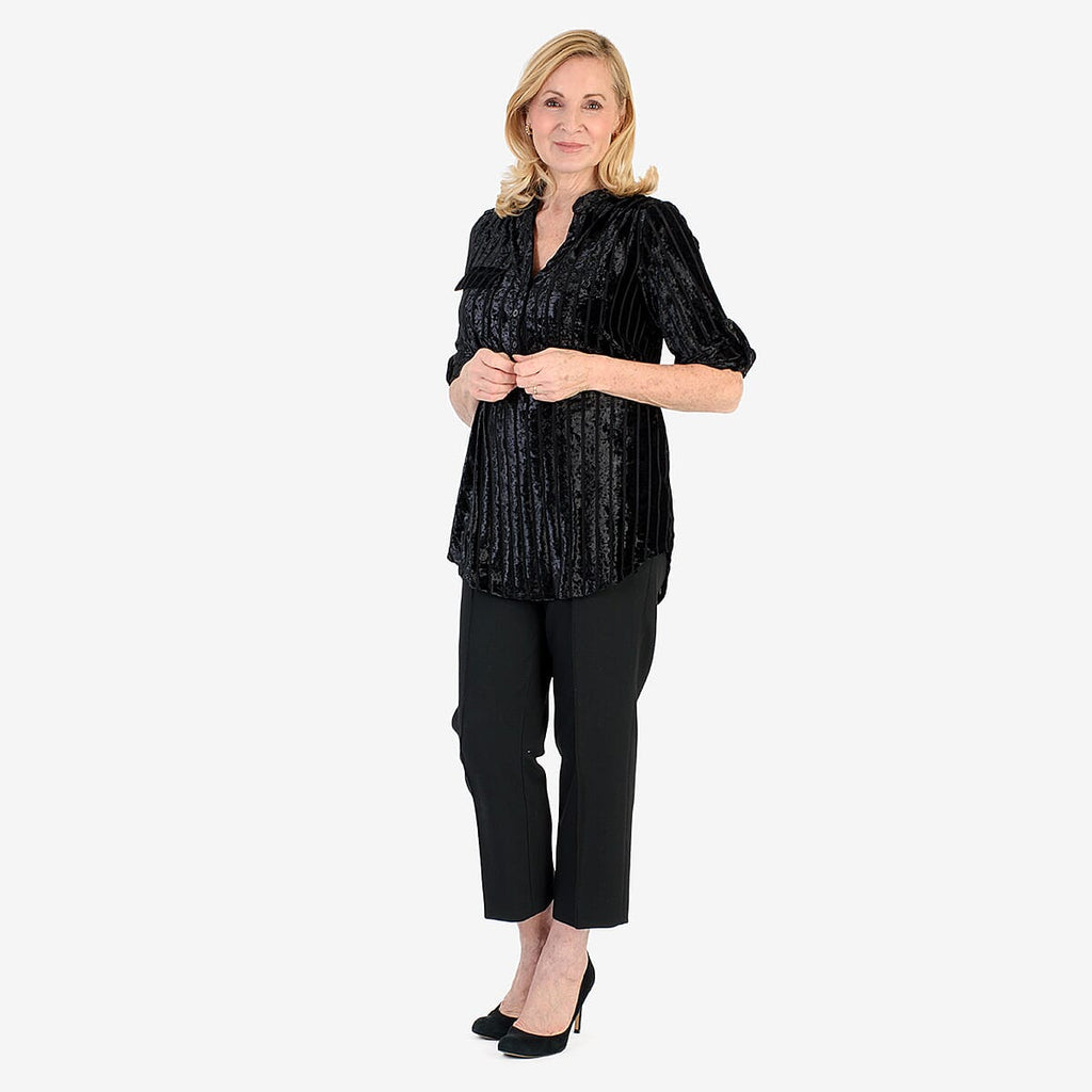 Marina Kaneva Festive Velvet Top (Size 8) - Black