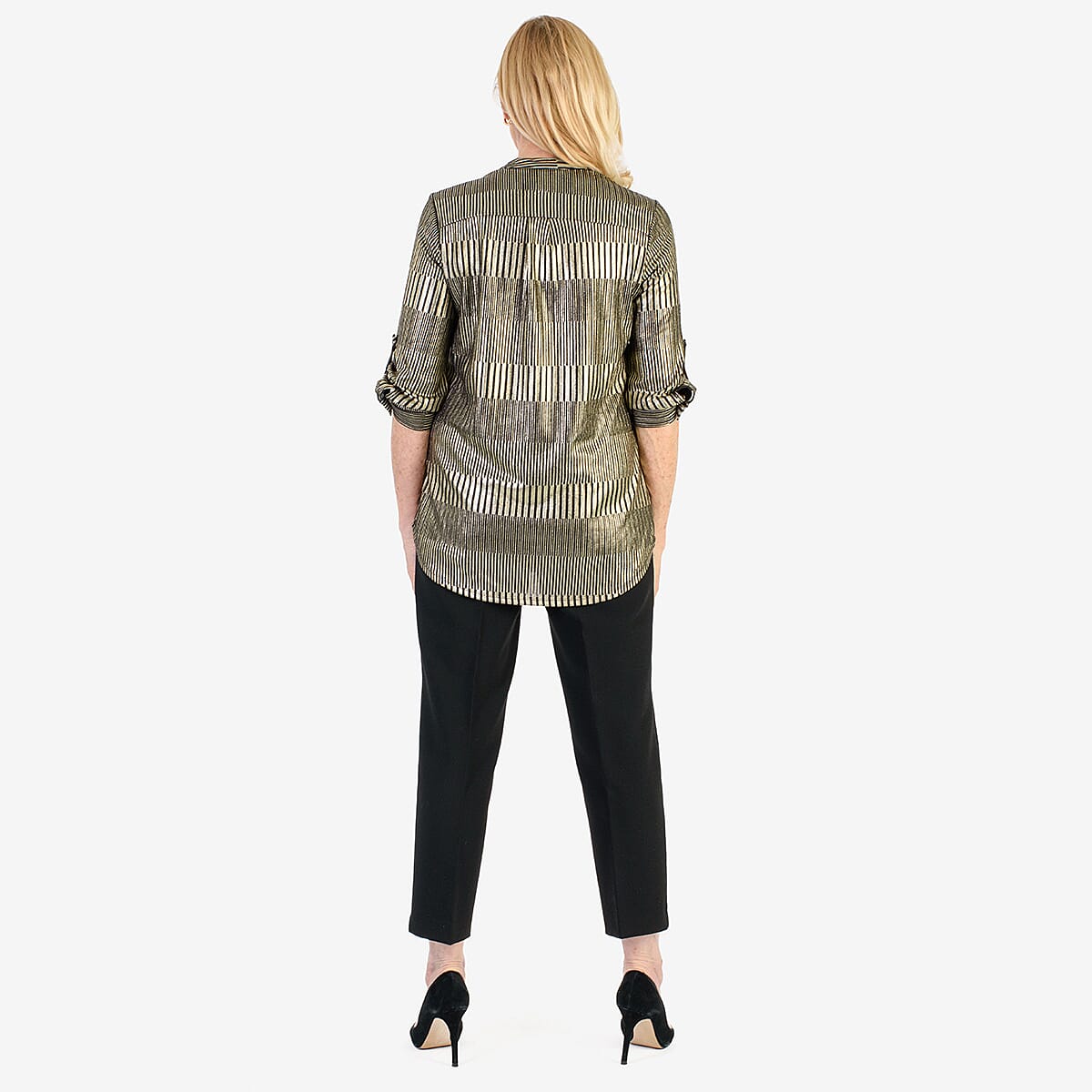 Marina Kaneva Metallic Stripe Top (Size 10) - Gold 8331034 2