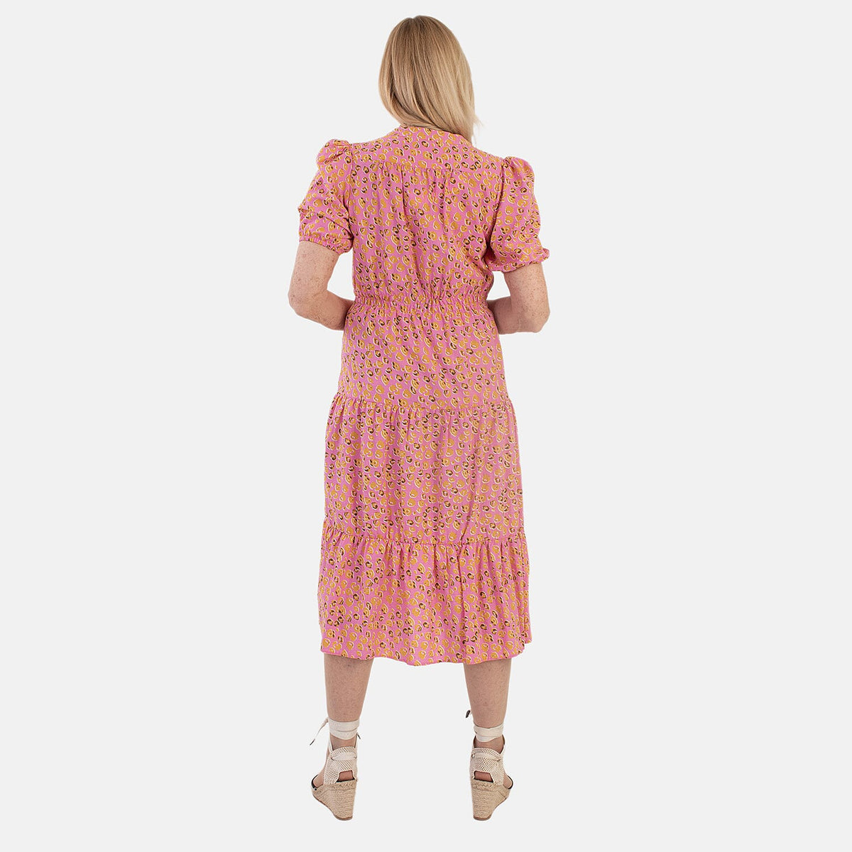 Marina Kaneva Puff Sleeve Midi Dress (Size 14) - Peach V32520504 2