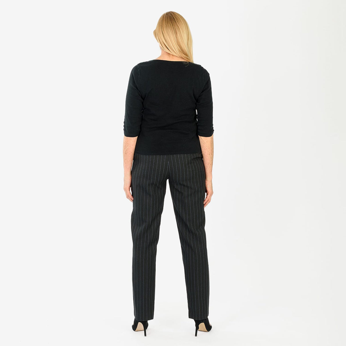 Marina Kaneva Pinstripe Straight Leg Trousers (Size 12) - Black V32529821 1