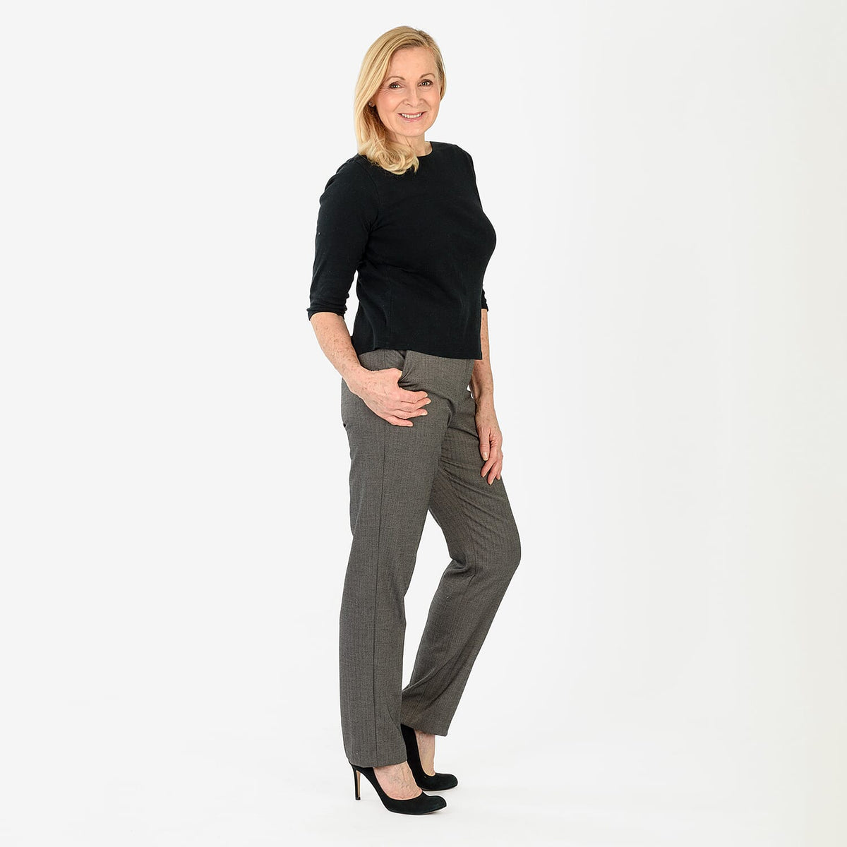 Marina Kaneva Pinstripe Straight Leg Trousers (Size 8) - Grey V32521775 0