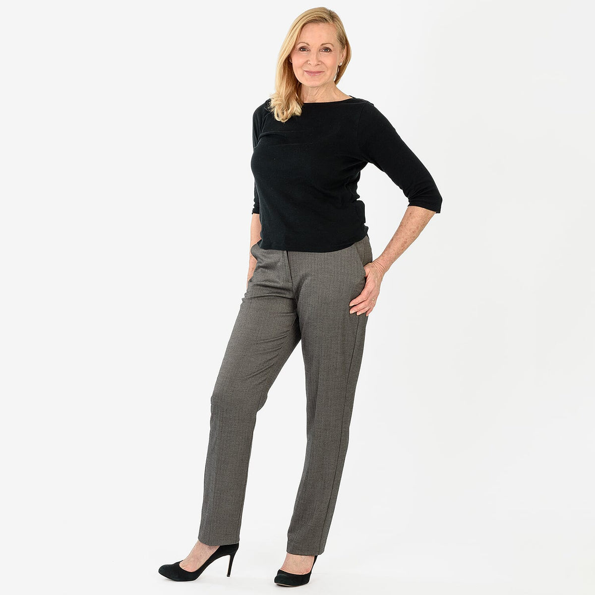 Marina Kaneva Pinstripe Straight Leg Trousers (Size 8) - Grey V32521775 2