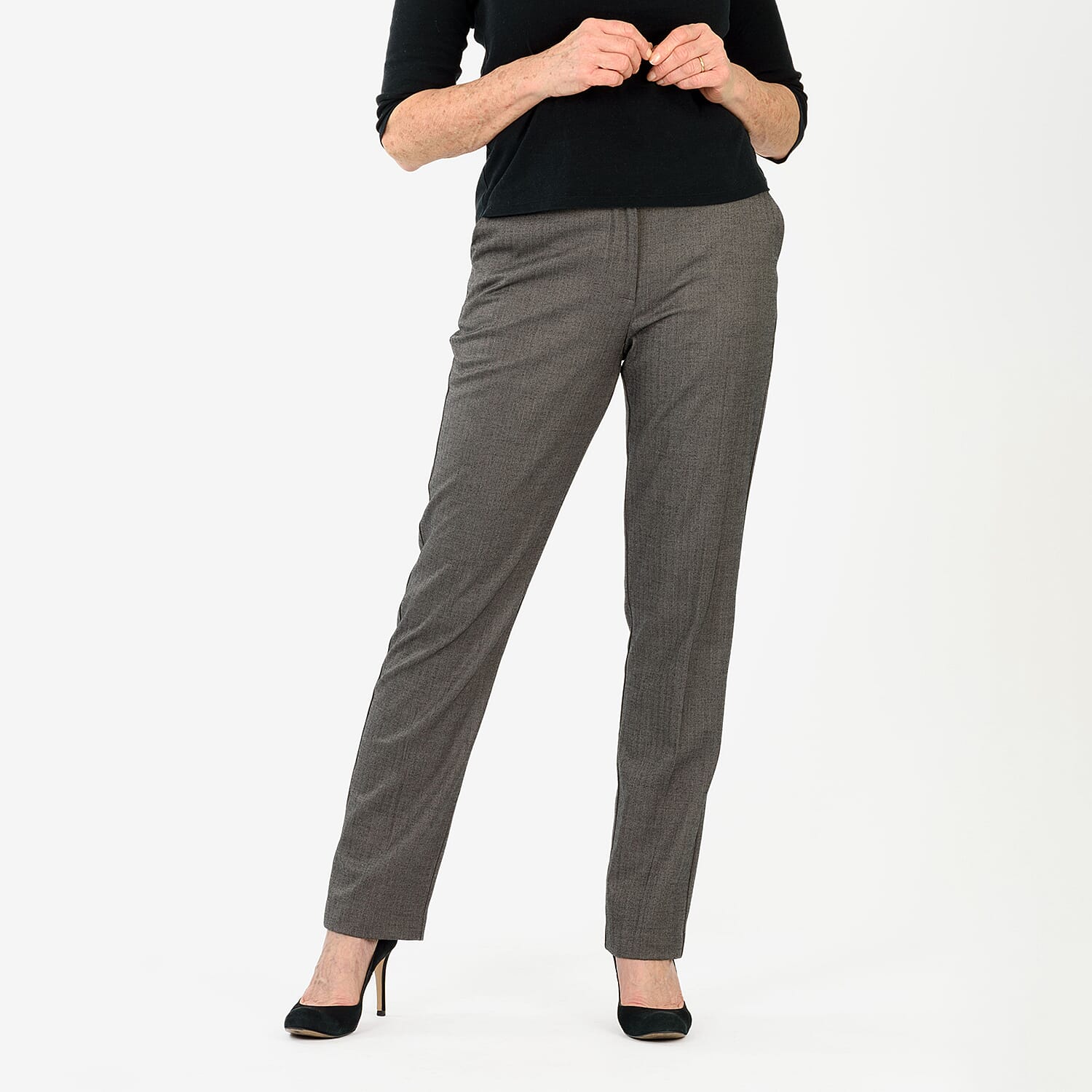 Marina Kaneva Pinstripe Straight Leg Trousers (Size 8) - Grey V32521775 4