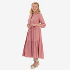 Marina Kaneva Puffed Sleeve Dress (Size 10) - Peach