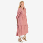 Marina Kaneva Puffed Sleeve Dress (Size 10) - Peach