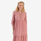 Marina Kaneva Puffed Sleeve Dress (Size 10) - Peach