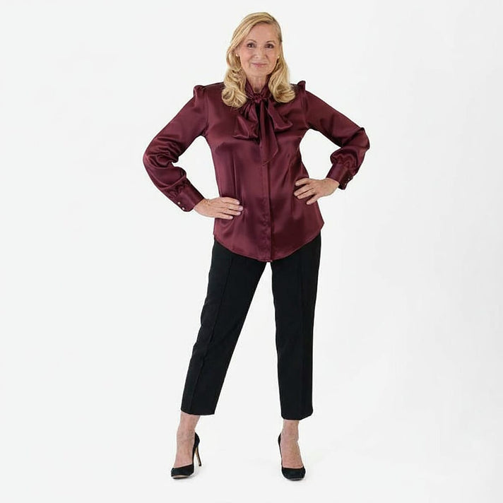 Best Seller Marina Kaneva Bow Tie Top (Size 10) - Burgundy 8330984 1