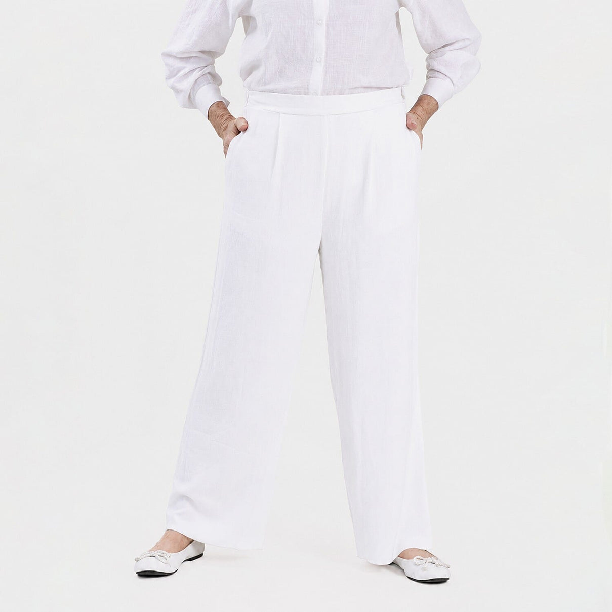 Marina Kaneva Wide Leg Trousers (Size 12) - White 8518443 0