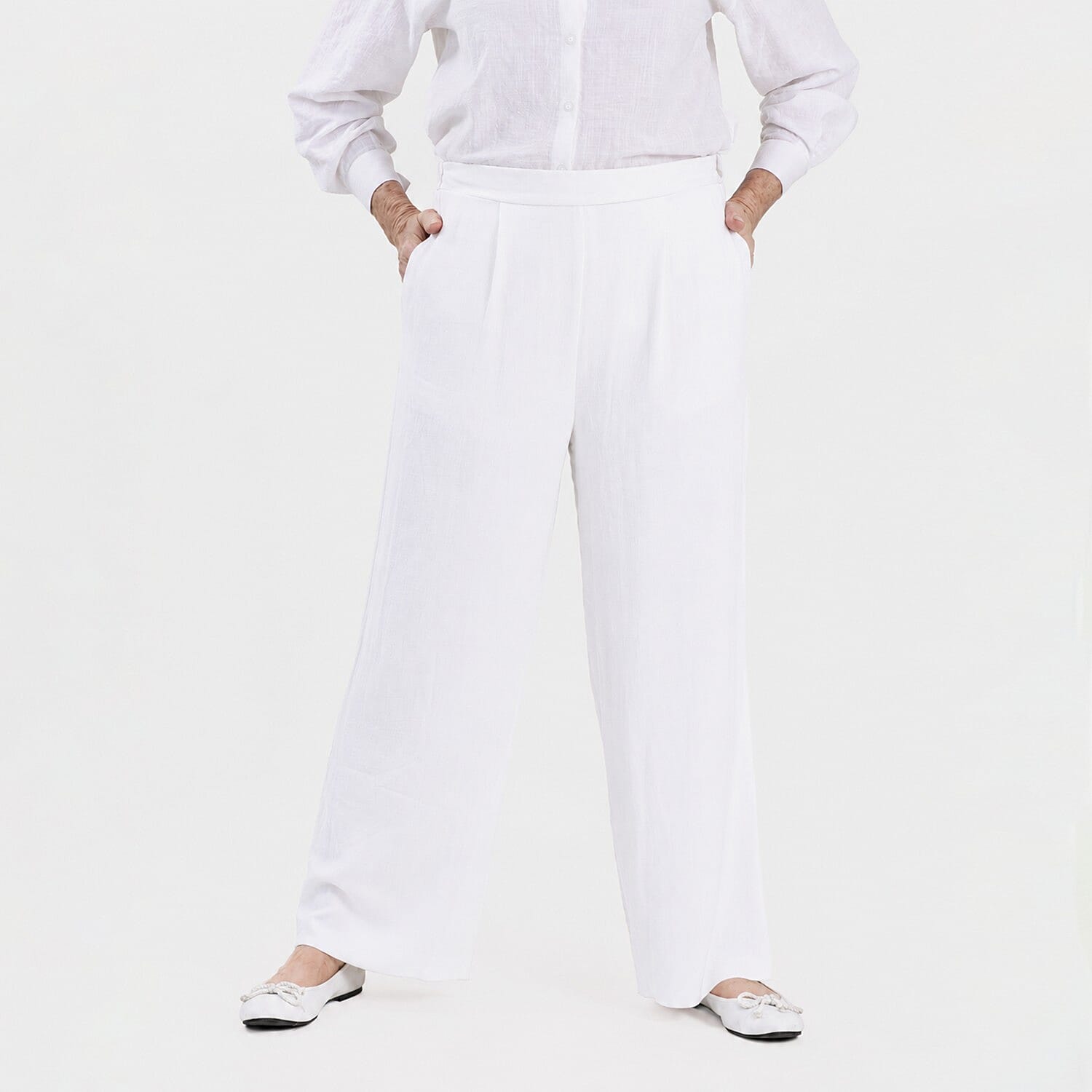 Marina Kaneva Wide Leg Trousers (Size 12) - White 8518443 0