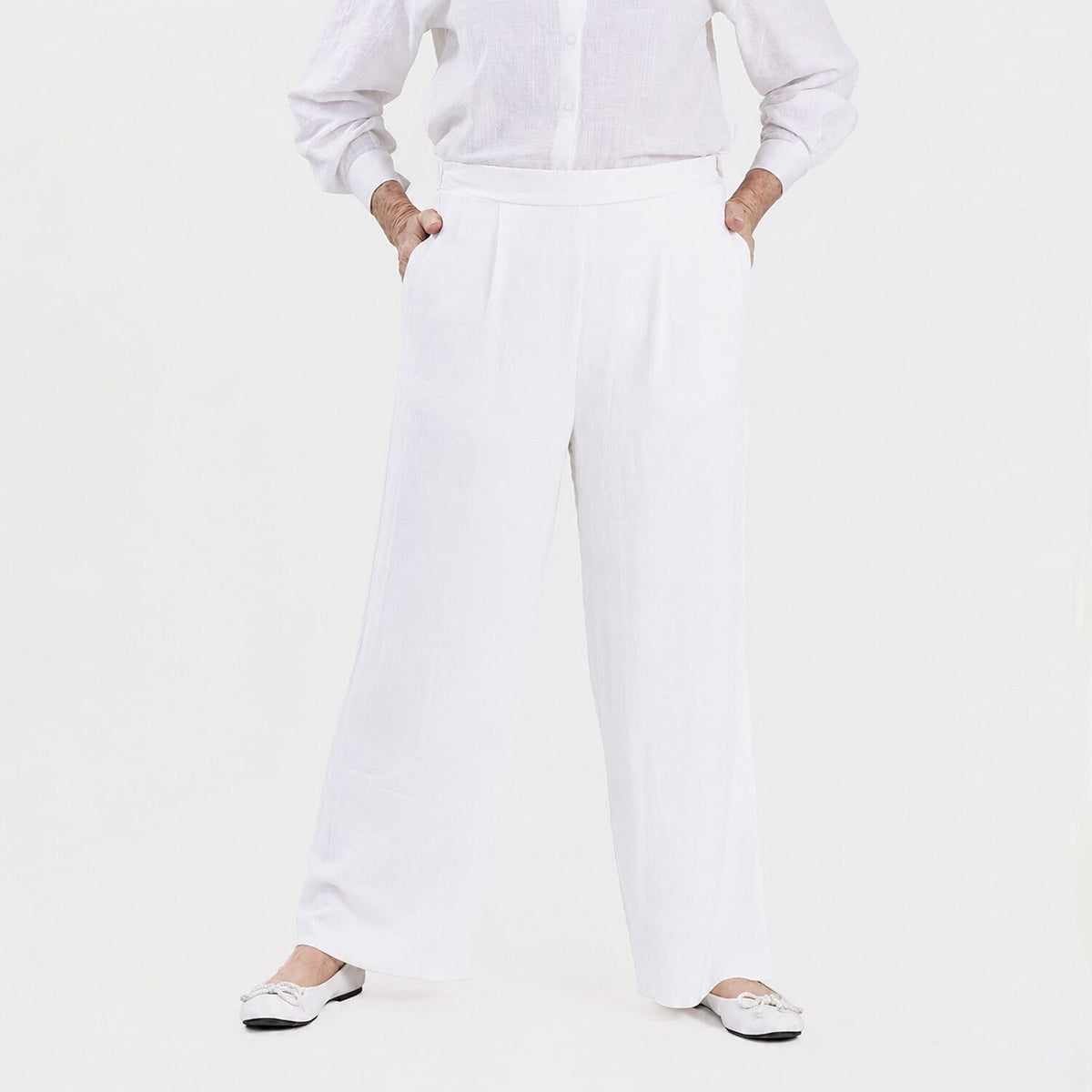 Marina Kaneva Wide Leg Trousers (Size 16) - White 8518446 0