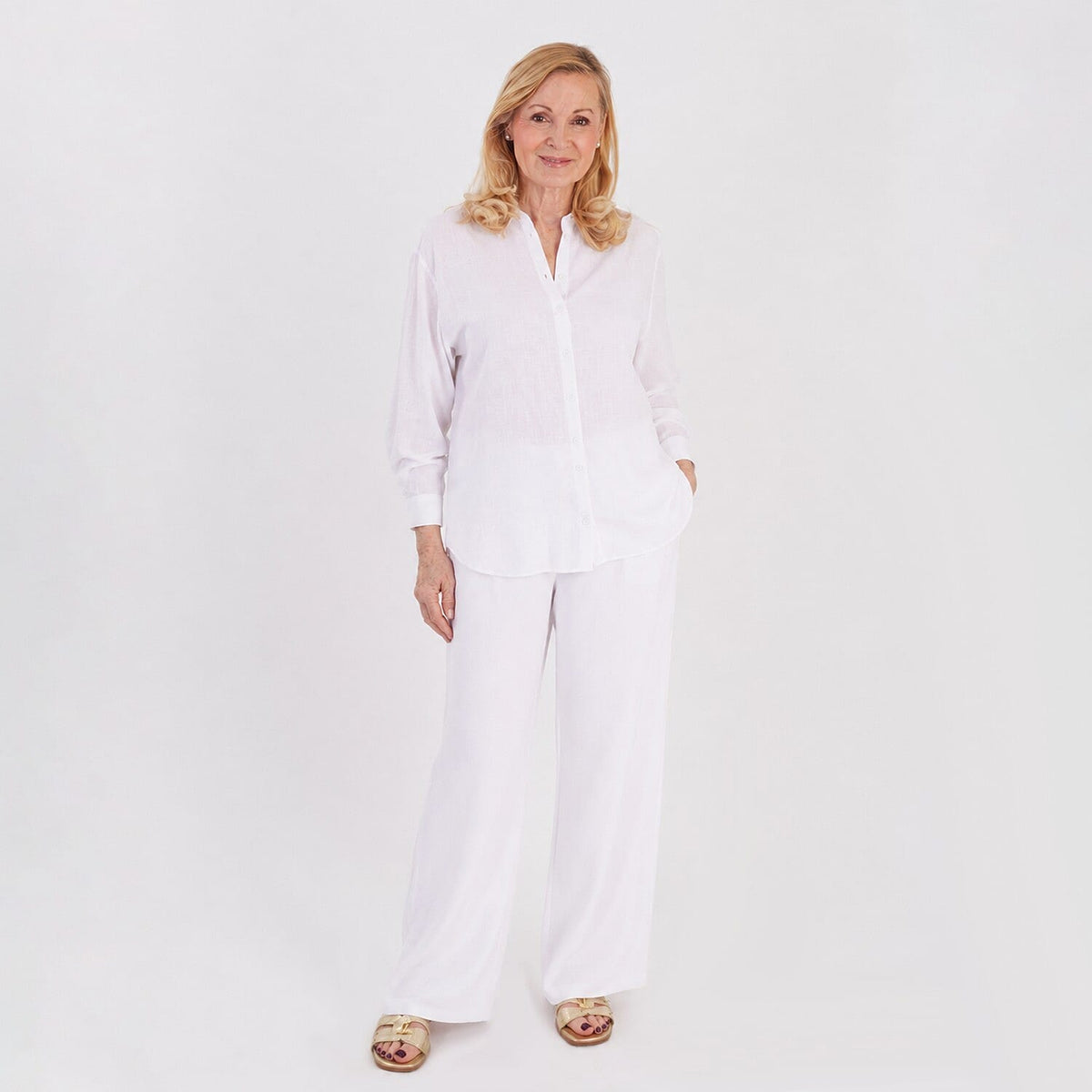 Marina Kaneva Wide Leg Trousers (Size 8) - White V32534756 1