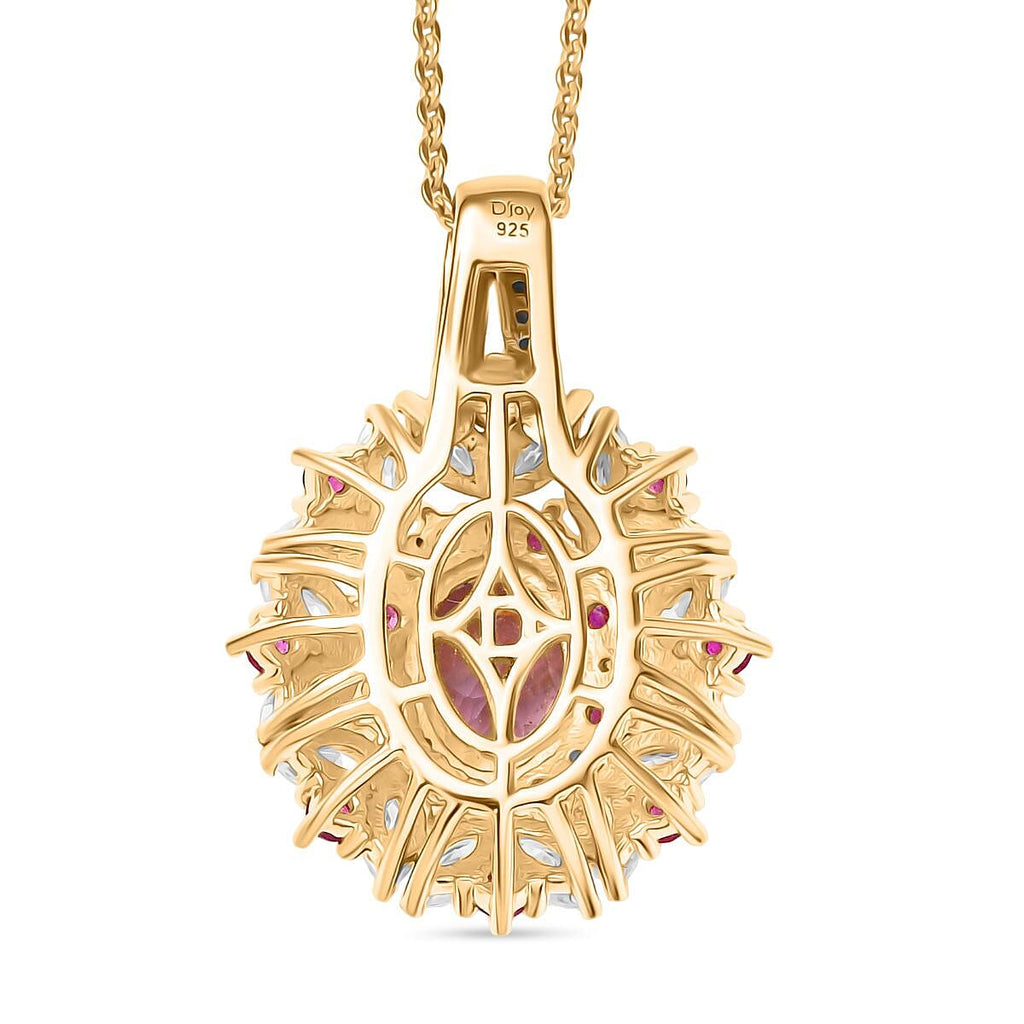 THE SUMMER NECKLACE OF 2025 - Premium Martha Rocha Kunzite, Moissanite & Pink Sapphire Pendant with Chain (Size 20) in 18K Vermeil Yellow Gold Plated Sterling Silver 3.34 Ct.