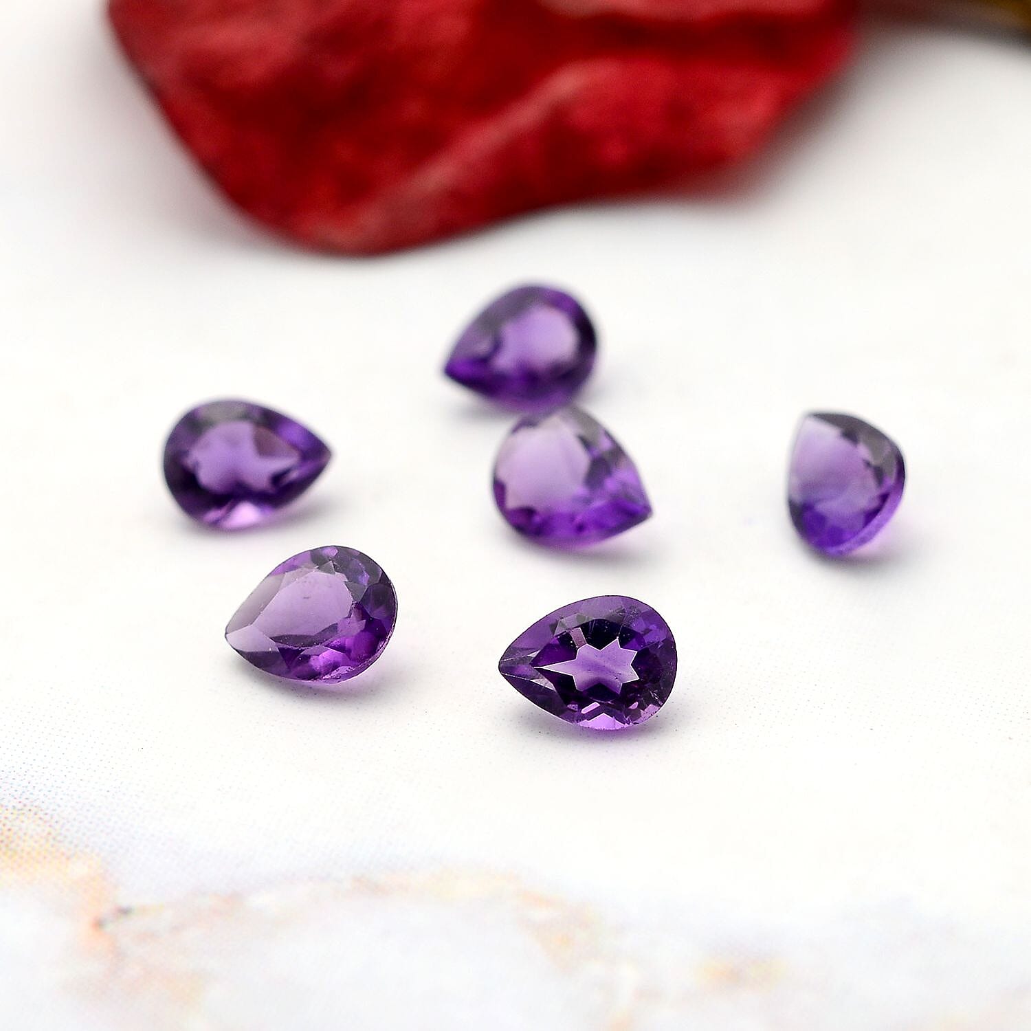Set of 6 Mashamba Amethyst Loose Gemstones in Pear Shape (4x3mm) 7778426 1