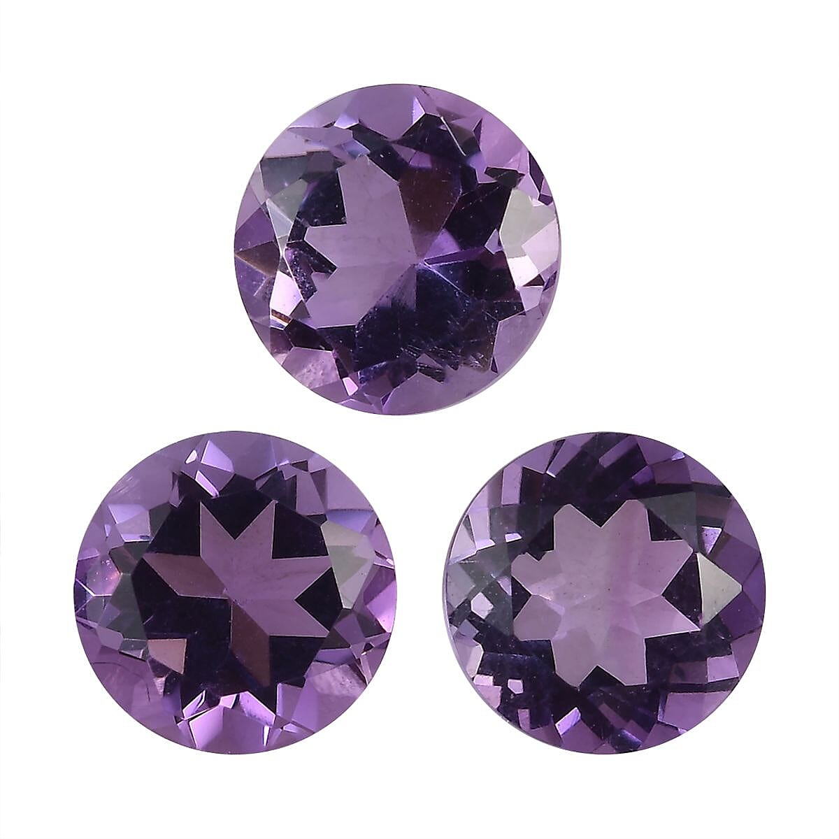 Set of 3 Mashamba Amethyst Loose Gemstone in Round Shape (5 mm) 7733688 0