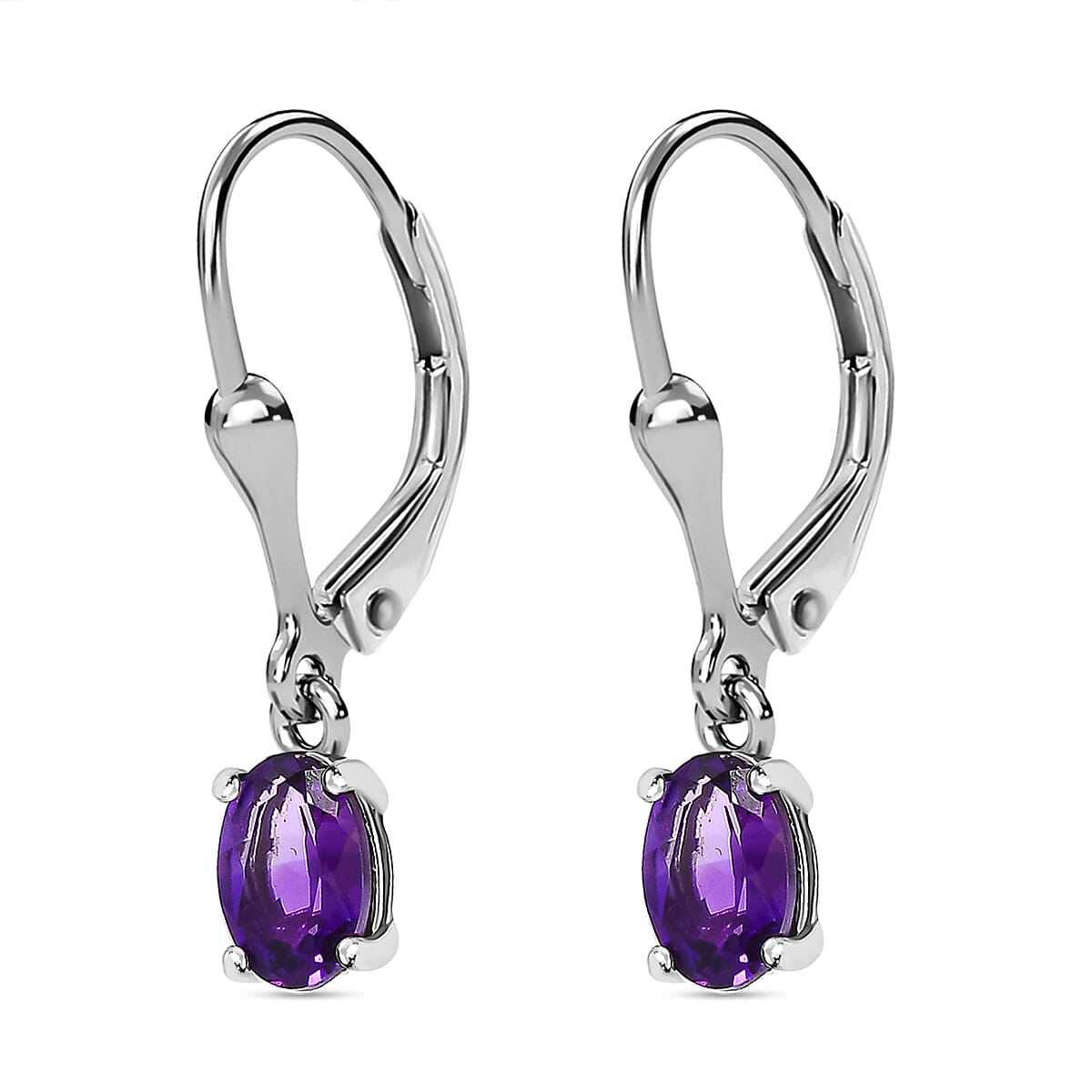 Mashamba Amethyst Solitaire Earrings in Platinum Plated Sterling Silver 3744072 4