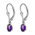 Zambian Amethyst Solitaire Earrings with Lever Back in Platinum Overlay Sterling Silver 0.87 Ct.