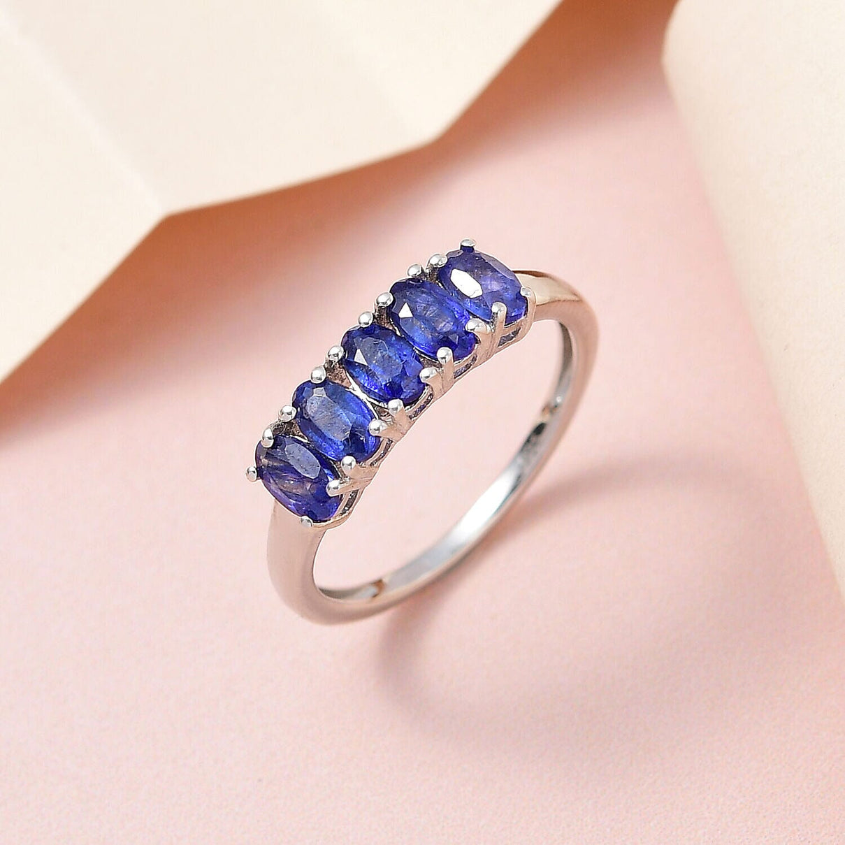 Masoala Sapphire 5 Stone Ring in Platinum Overlay Sterling Silver 1.715 Ct 7363268 1