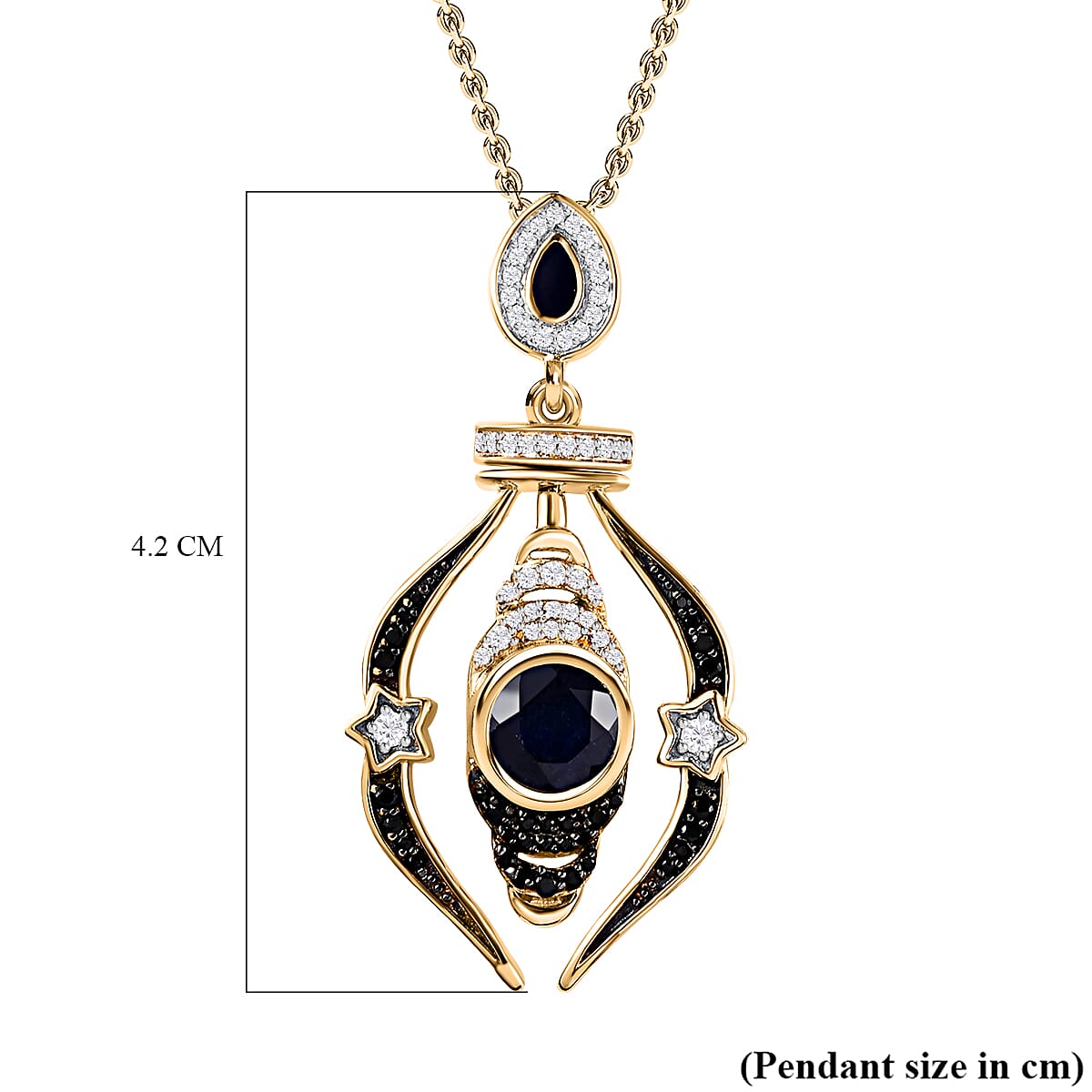 GP Celestial Dream Collection - Masoala Sapphire &amp; Multi Gemstone Two- Way Moveable Pendant with Chain (Size 20) in Platinum Overlay Sterling Silver 2.54 Ct, Silver Wt 5.70 Gms 4238910 6