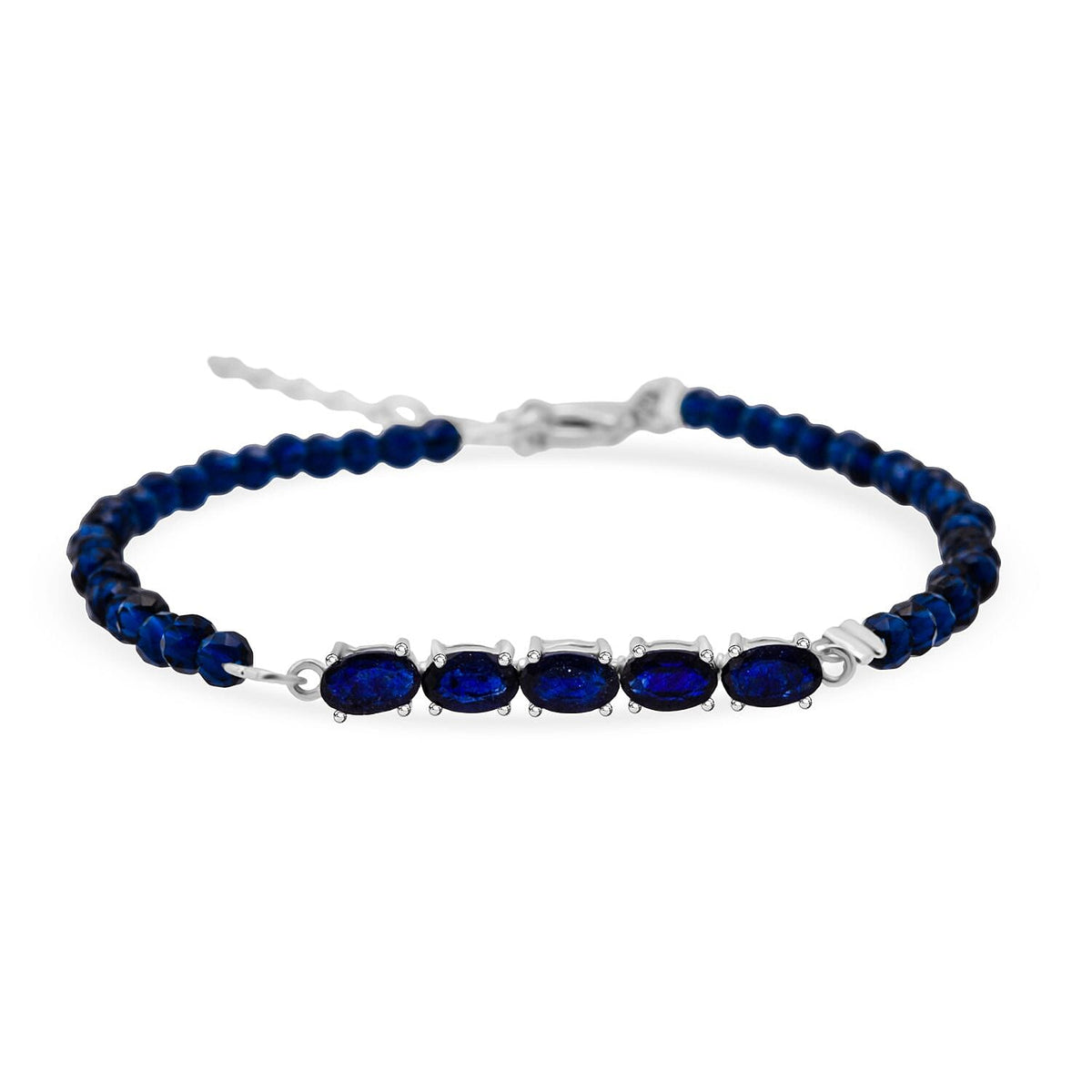 Masoala Sapphire Bracelet (Size - 7.5- 1.5 Inch) in Rhodium Overlay Sterling Silver 2.68 Ct. 8296302 0