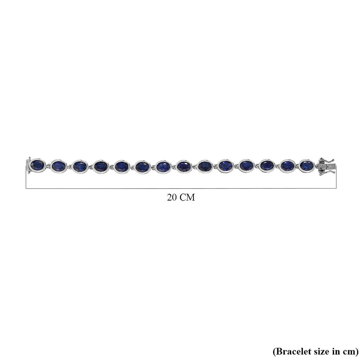 Blue Sapphire Link Bracelet with Box Clasp in Platinum Overlay Sterling Silver 7 Inch 7373827 4