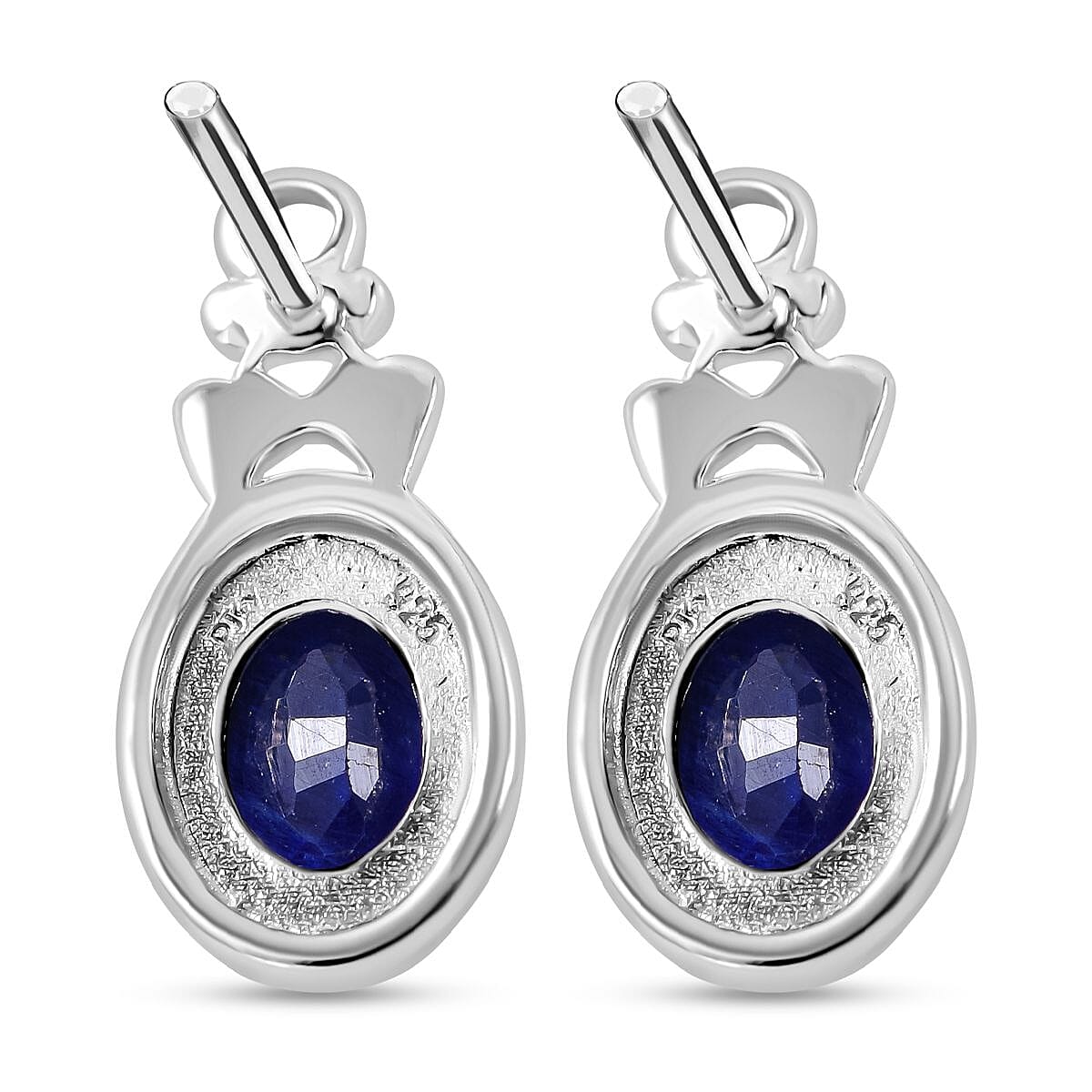 Masoala Sapphire Dangle Earrings in Rhodium Overlay Sterling Silver 1.46 Ct. 7766911 5