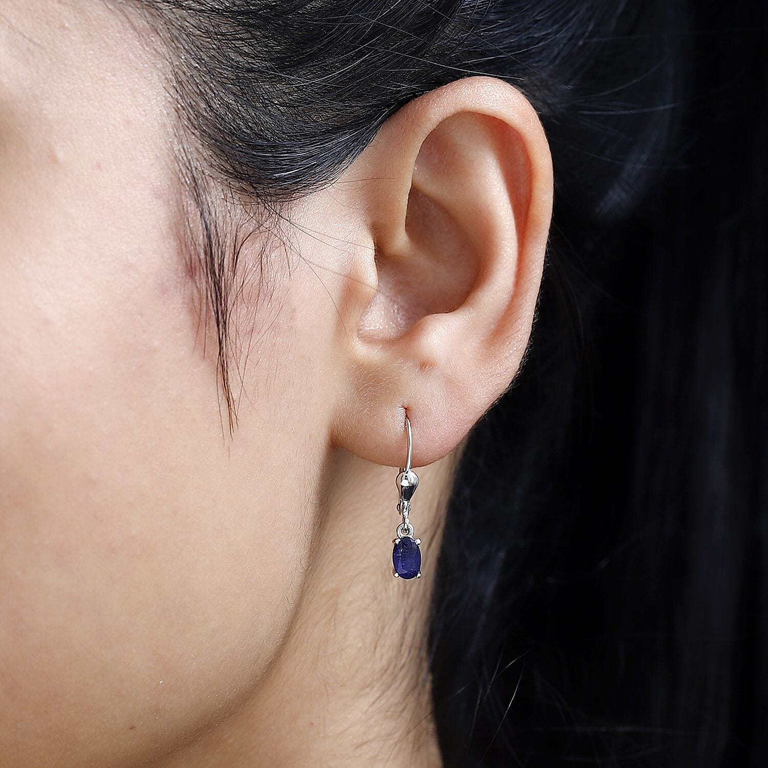 Masoala Sapphire (FF) Solitaire Dangle Earrings in Sterling Silver 1.49 Ct. 3691669 10