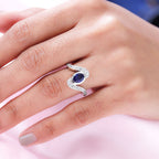 Masoala Sapphire (FF) and Natural Zircon Bypass Ring in Platinum Overlay Sterling Silver 1.60 Ct.