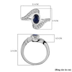 Masoala Sapphire (FF) and Natural Zircon Bypass Ring in Platinum Overlay Sterling Silver 1.60 Ct.