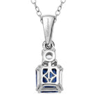 Masoala Sapphire & Lab Grown Diamond Pendant with Chain (Size 20) in Rhodium Overlay Sterling Silver 1.84 Ct.