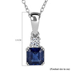 Masoala Sapphire & Lab Grown Diamond Pendant with Chain (Size 20) in Rhodium Overlay Sterling Silver 1.84 Ct.