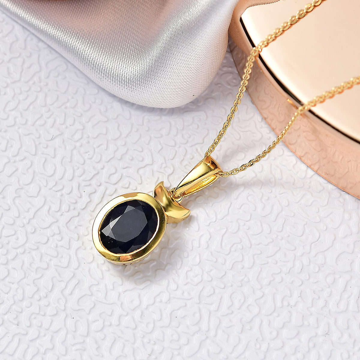 Masoala Sapphire Pendant with Chain (Size 20) in Yellow Gold Plated Sterling Silver 3.90 Ct. 4421782 2