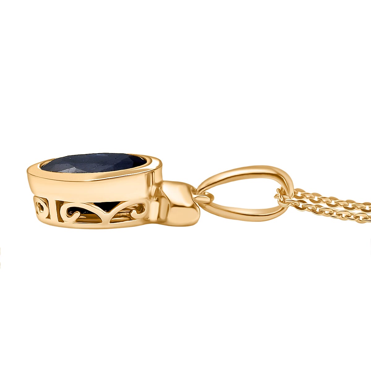 Masoala Sapphire Pendant with Chain (Size 20) in Yellow Gold Plated Sterling Silver 3.90 Ct. 4421782 4