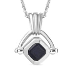 Masoala Sapphire Pendant with Chain (Size 20) in Rhodium Overlay Sterling Silver