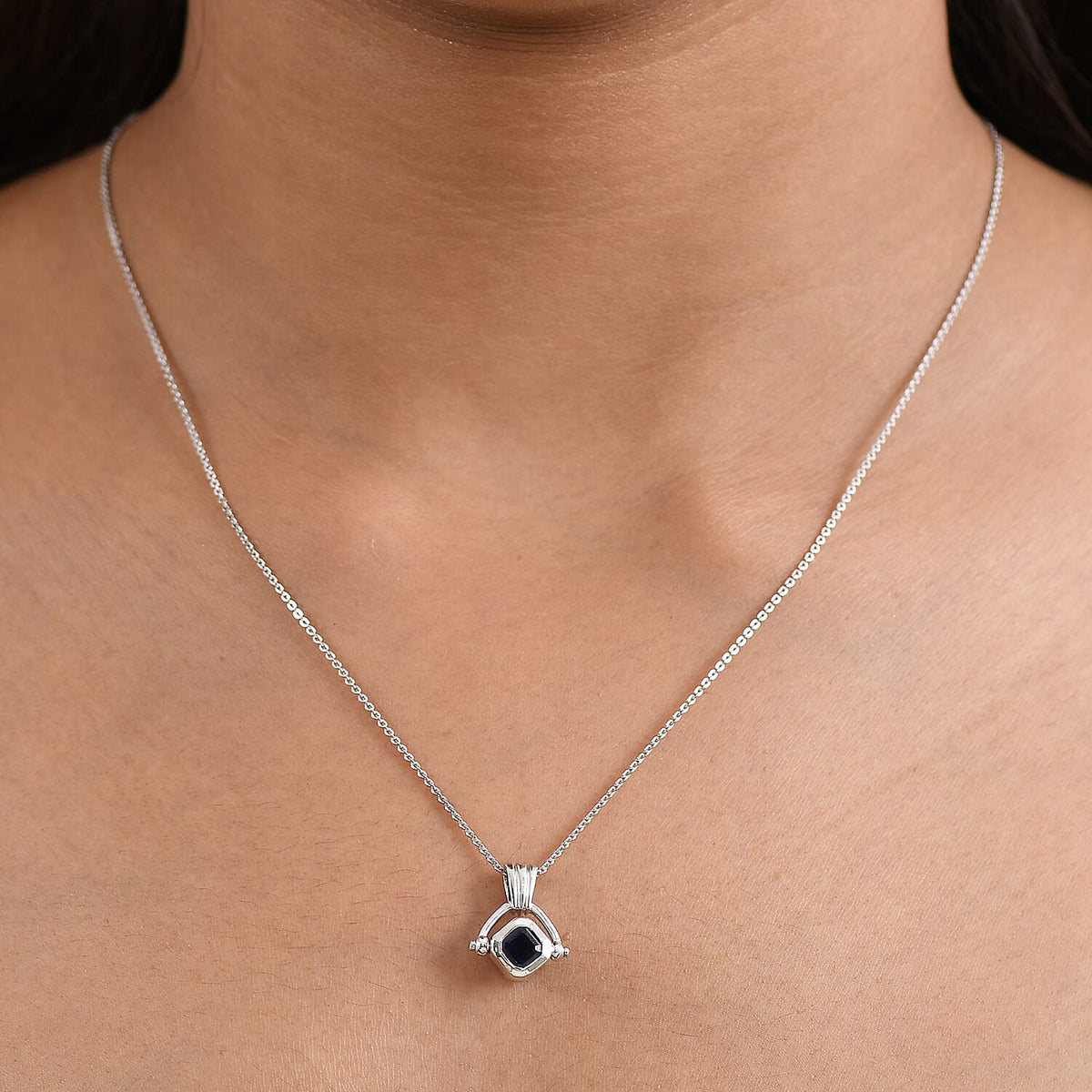 Masoala Sapphire Pendant with Chain (Size 20) in Rhodium Overlay Sterling Silver 4421182 1