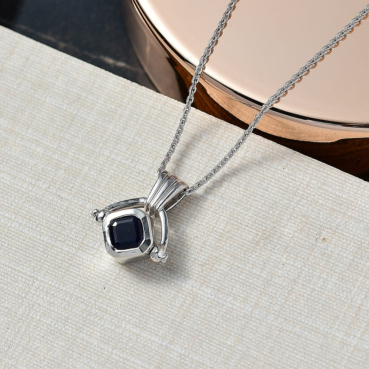 Masoala Sapphire Pendant with Chain (Size 20) in Rhodium Overlay Sterling Silver 4421182 2