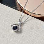 Masoala Sapphire Pendant with Chain (Size 20) in Rhodium Overlay Sterling Silver