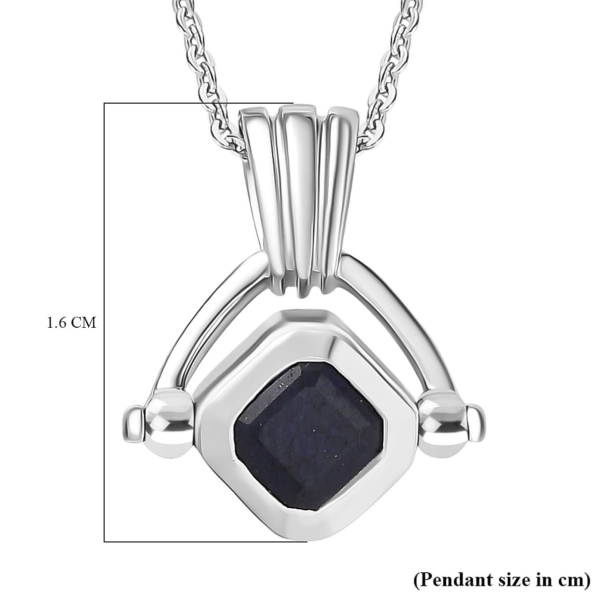 Masoala Sapphire Pendant with Chain (Size 20) in Rhodium Overlay Sterling Silver 4421182 6