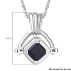 Masoala Sapphire Pendant with Chain (Size 20) in Rhodium Overlay Sterling Silver